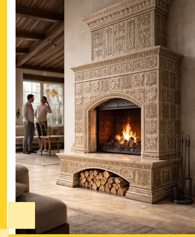 Купить изразцовый камин в Иркутске от 260475 р. | ЭриданРкт