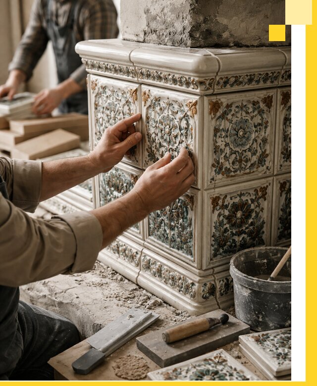 Изразцовые камины под ключ в Иркутске: проект и монтаж