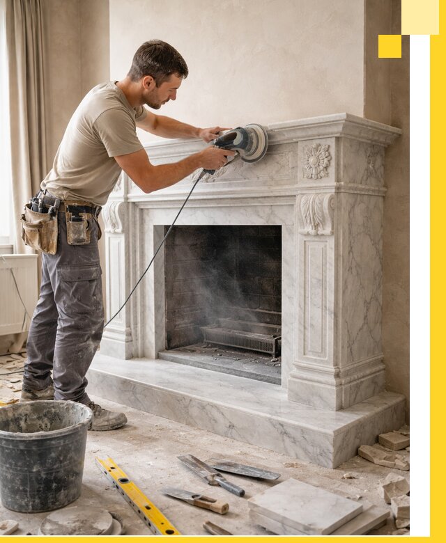 Изготовление и установка мраморных каминов в Иркутске под ключ