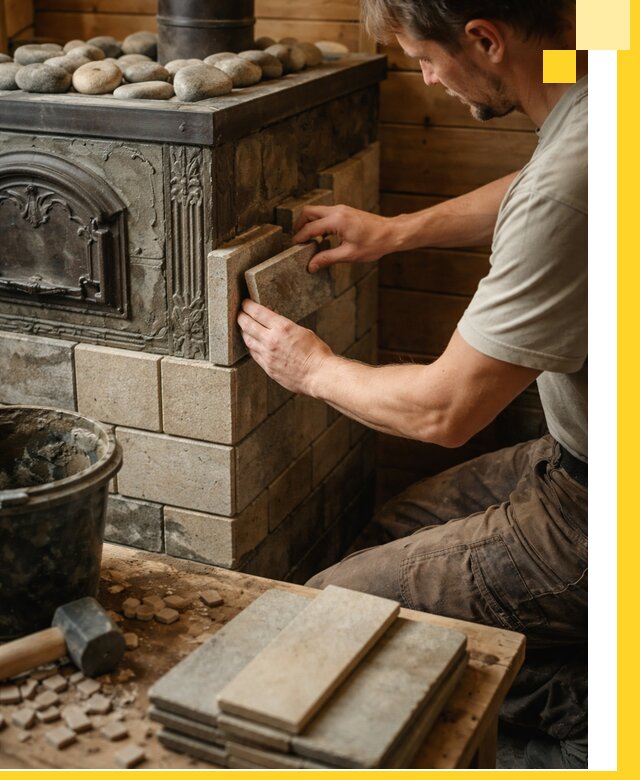 Облицовка банных печей в Иркутске профессиональная отделка