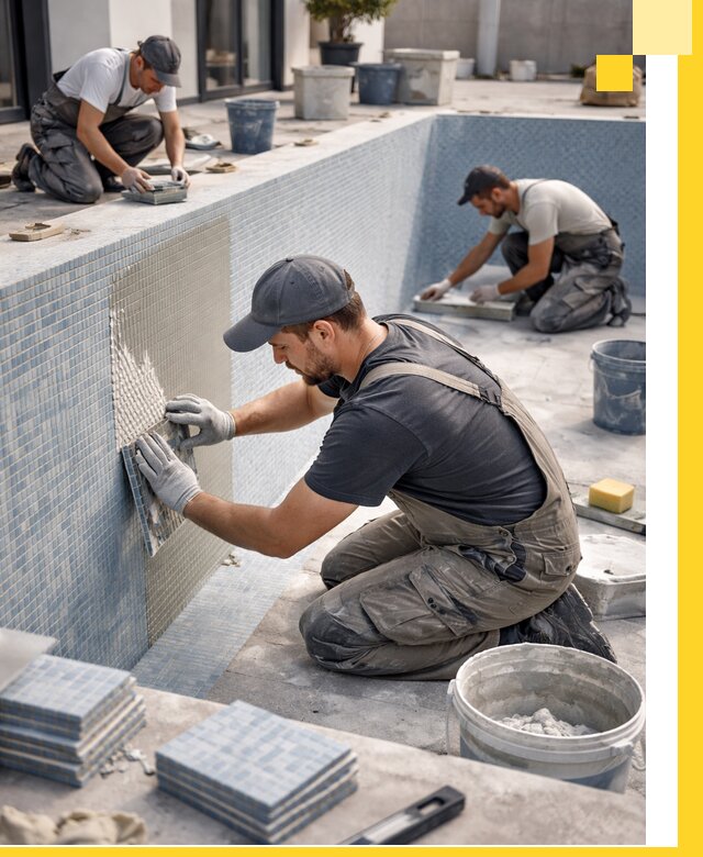 Облицовка бассейнов в Иркутске плитка мозаика гидроизоляция