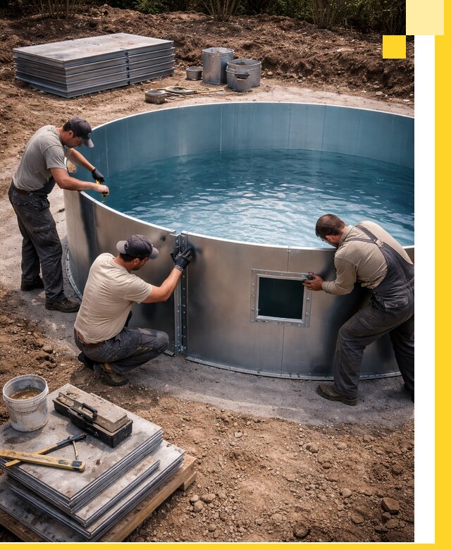 Круглые бассейны под ключ в Иркутске проектирование и монтаж