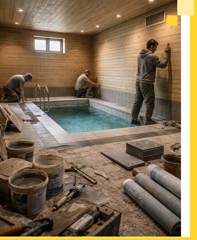 Строительство бани с бассейном и сауной под ключ в Иркутске