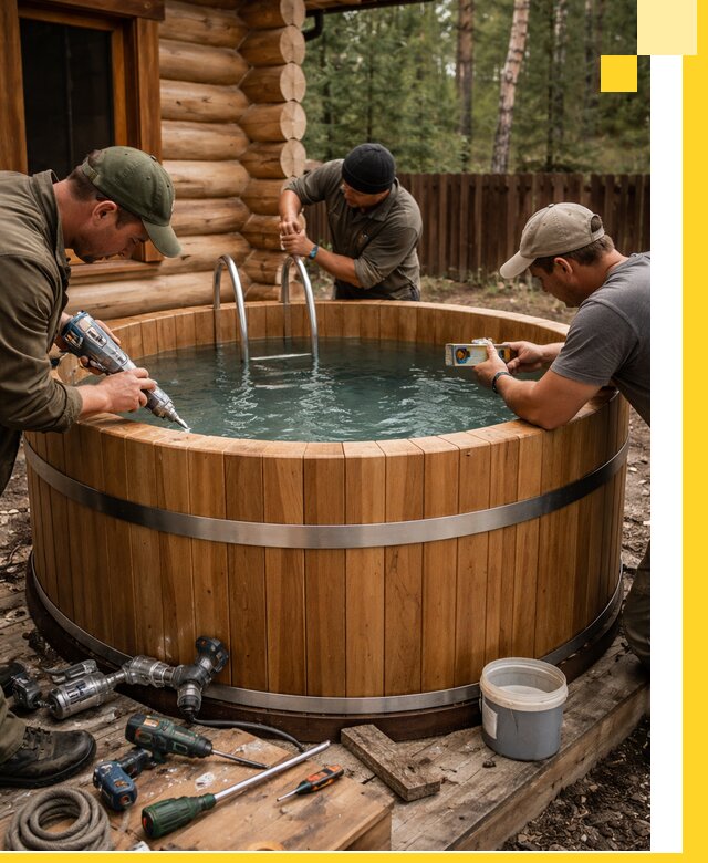 Строительство бань с купелью под ключ и отделкой в Иркутске