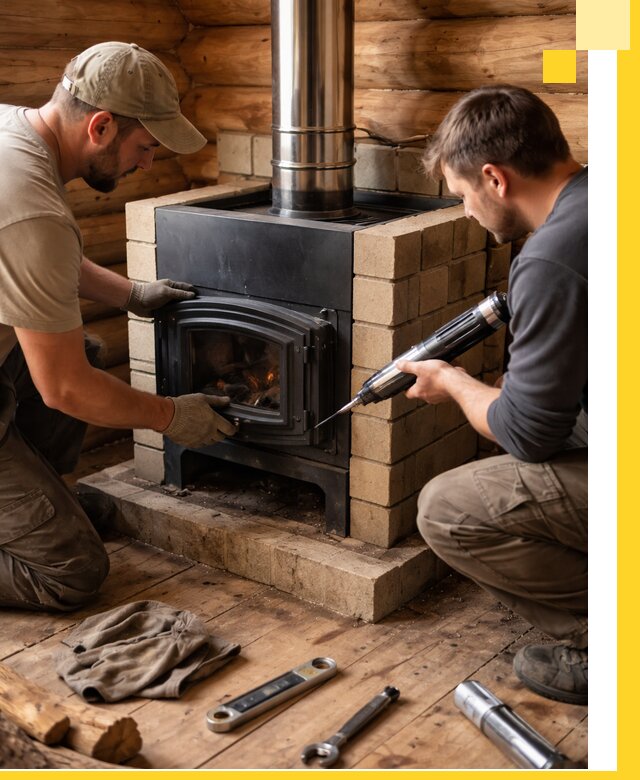 Монтаж и установка печи в бане под ключ с гарантией в Иркутске