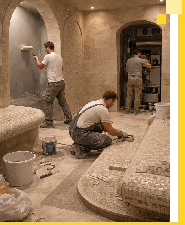 Строительство бани с хамамом и бассейном под ключ в Иркутске