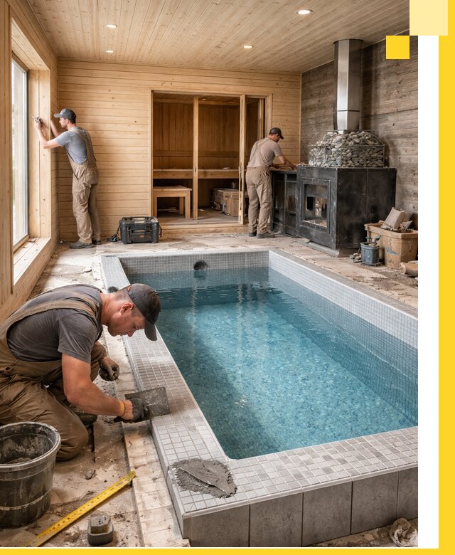 Проект бани с бассейном и сауной в Иркутске под ключ