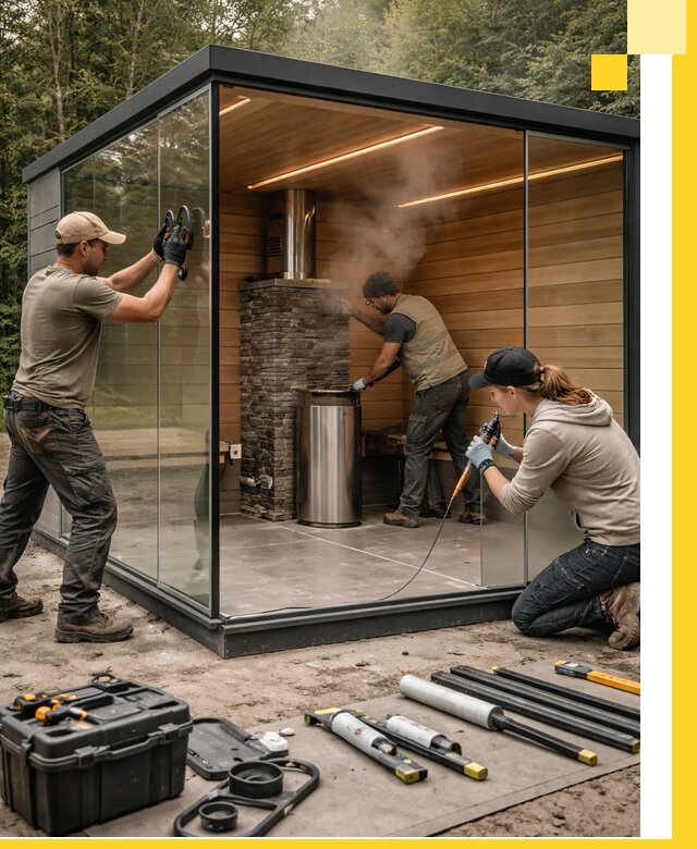 Проектирование и строительство стеклянных бань в Иркутске