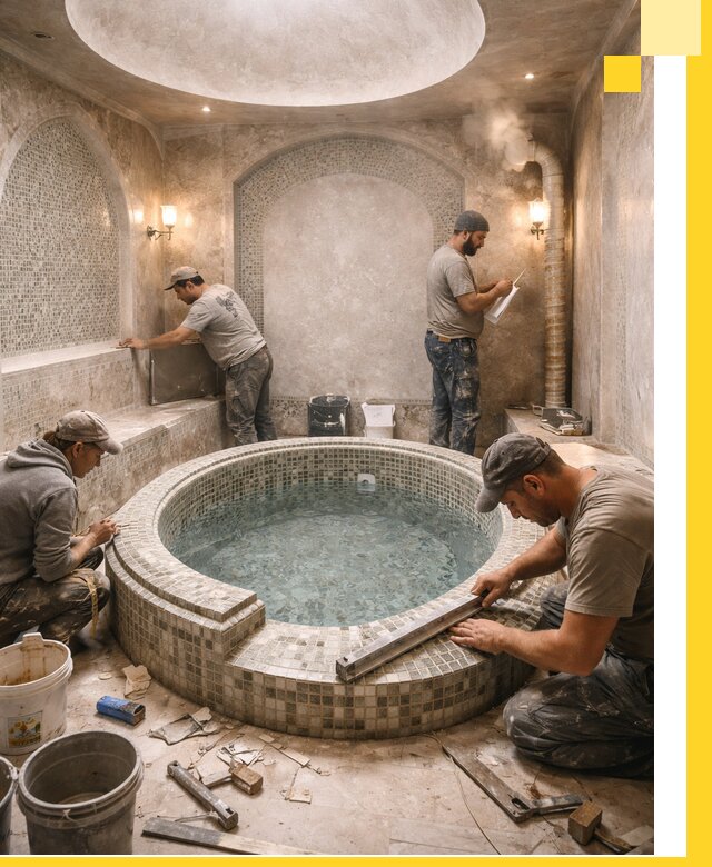 Профессиональное строительство хамама с бассейном в Иркутске под ключ