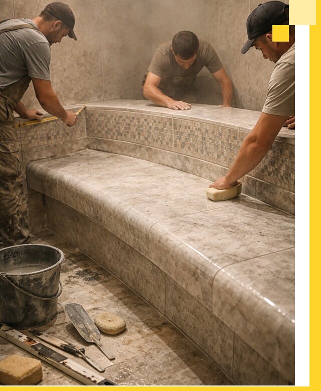 Изготовление и установка сидений для хамама в Иркутске