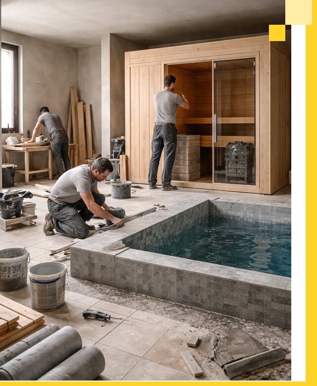 SPA зоны под ключ с бассейном сауной и печью в Иркутске